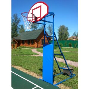 Стойка баскетбольная складная передвижная с щитом, кольцом и сеткой